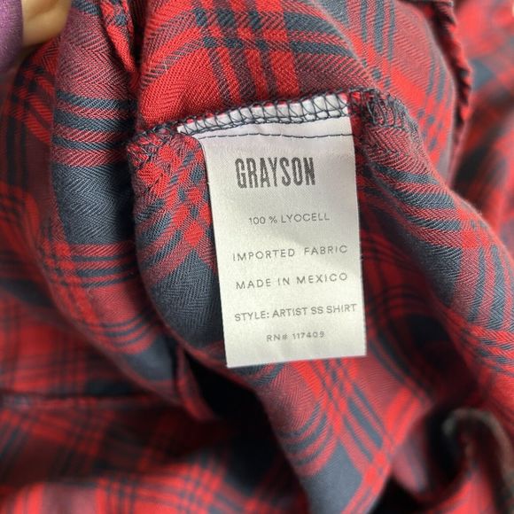 Grayson The Hero Anthroplogie Plaid Flannel Red and Blue Button Front Large 04 - Picture 8 of 12